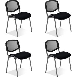 Nowy-Styl Besucherstuhl Iso Ergo Mesh black, stapelbar, Stoff/Netz, schwarz, 4 Stück