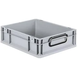 Proregal Eurobox NextGen Color, HxBxT 12x30x40cm, 11 Liter, Griffe schwarz zu, Grau, Eurobehälter, Transportbehälter