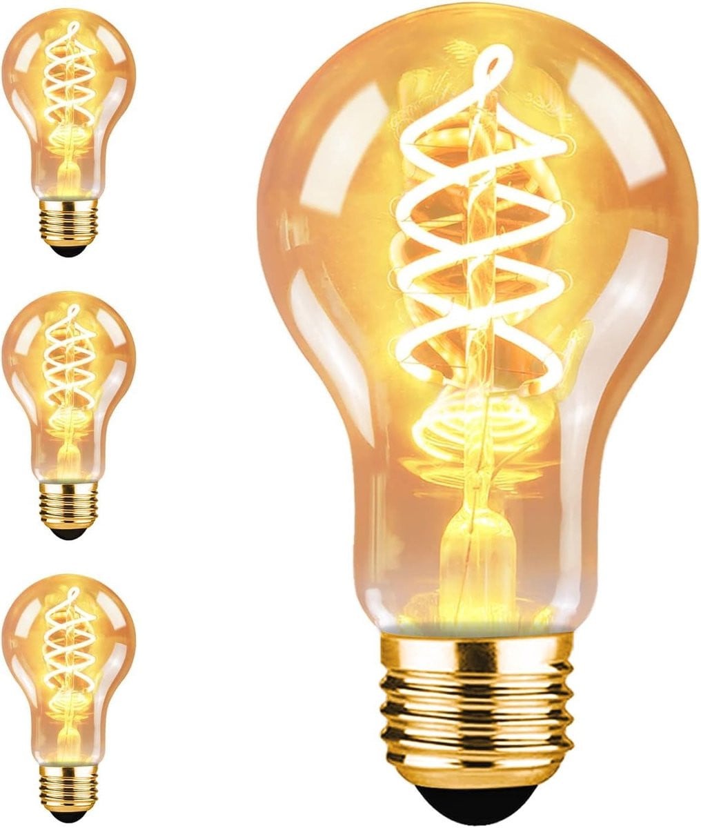 Set van 3 E27 Vintage LED Lampen A60 Warm Wit 2200K Edison Retro Verlichting