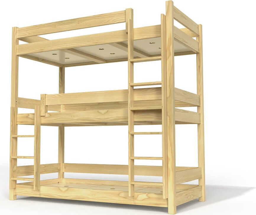 Etagenbett 3 Plätze 90X190 holz ABC - Honig