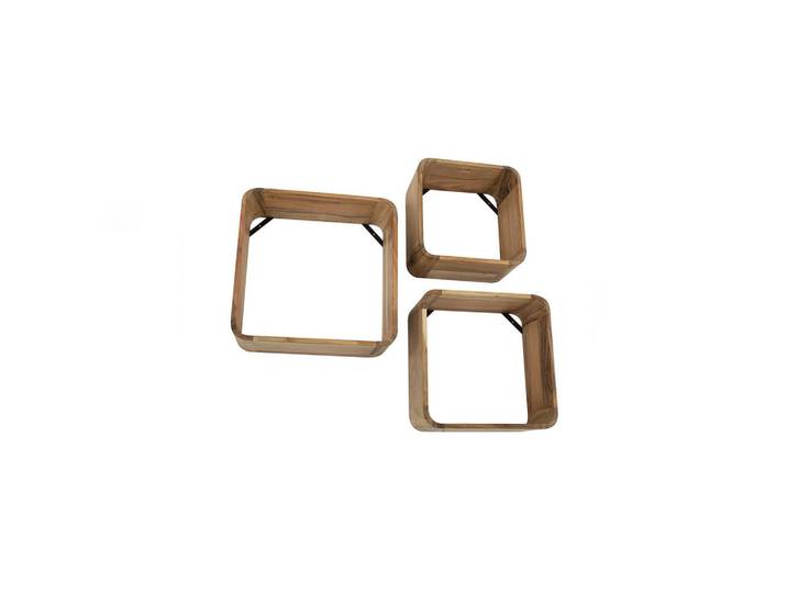 Kawola Wandregal Vara 3ER SET Holz Akazie, Naturfarben, Quadratisch, 40x40x15 cm, Wohnzimmer, Regal, Wandregal
