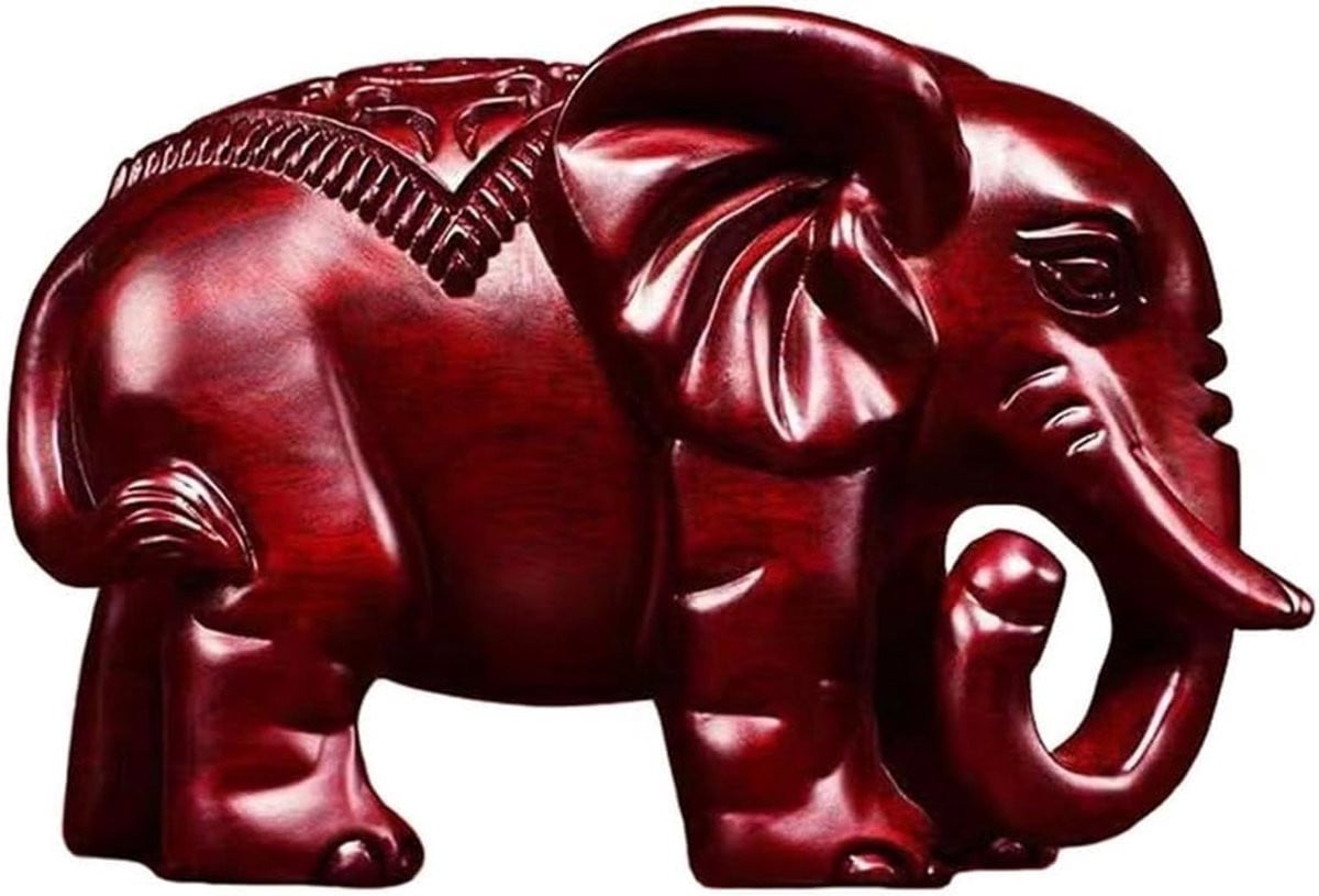 Rood Olifant Beeldje - Feng Shui Decoratie voor op Tafel