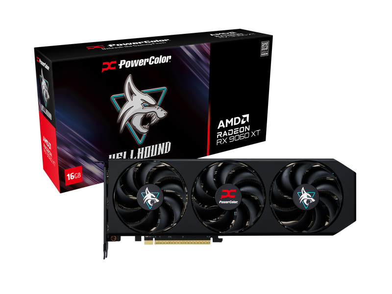 PowerColor Hellhound Radeon RX 9060 XT OC Grafikkarte, 16384 MB GDDR6