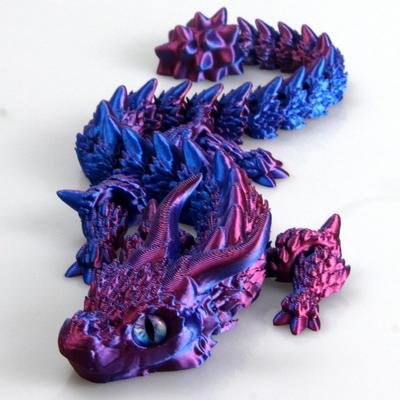 Quick Pick Pro Printed Articulated Dragon Toy Movable Joint Flexible Desk Ornament bluepurple