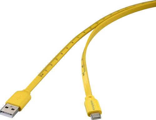 Renkforce USB-Kabel USB 2.0 USB-C Stecker, USB-A Stecker 1.00m Gelb Maß-Aufdruck (metrisch) RF-6721076