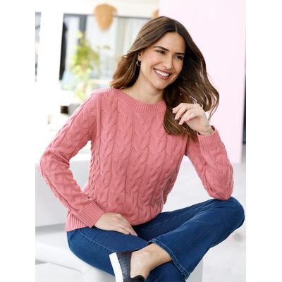 Strickpullover CLASSIC BASICS "Pullover", Damen, Gr. 46, rosa (rosenholz), 100% Polyacryl, unifarben, Pullover Strickpullover