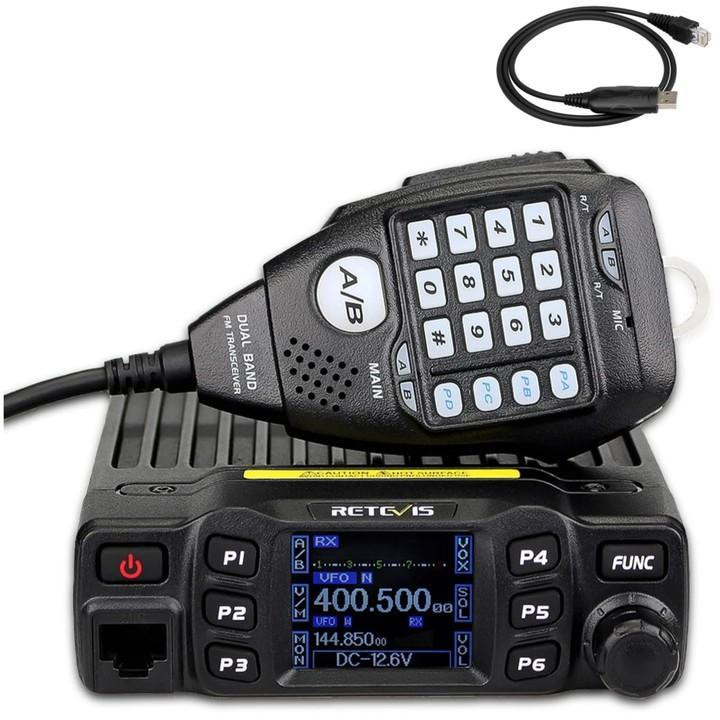 Retevis RT95 Mini mobiele dubbelbands amateurradio met 200 kanalen en DTMF, zwart