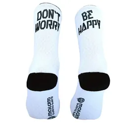 MALDITA BUENA SUERTE Socken Don't worry be happy | weiß L | 41-43