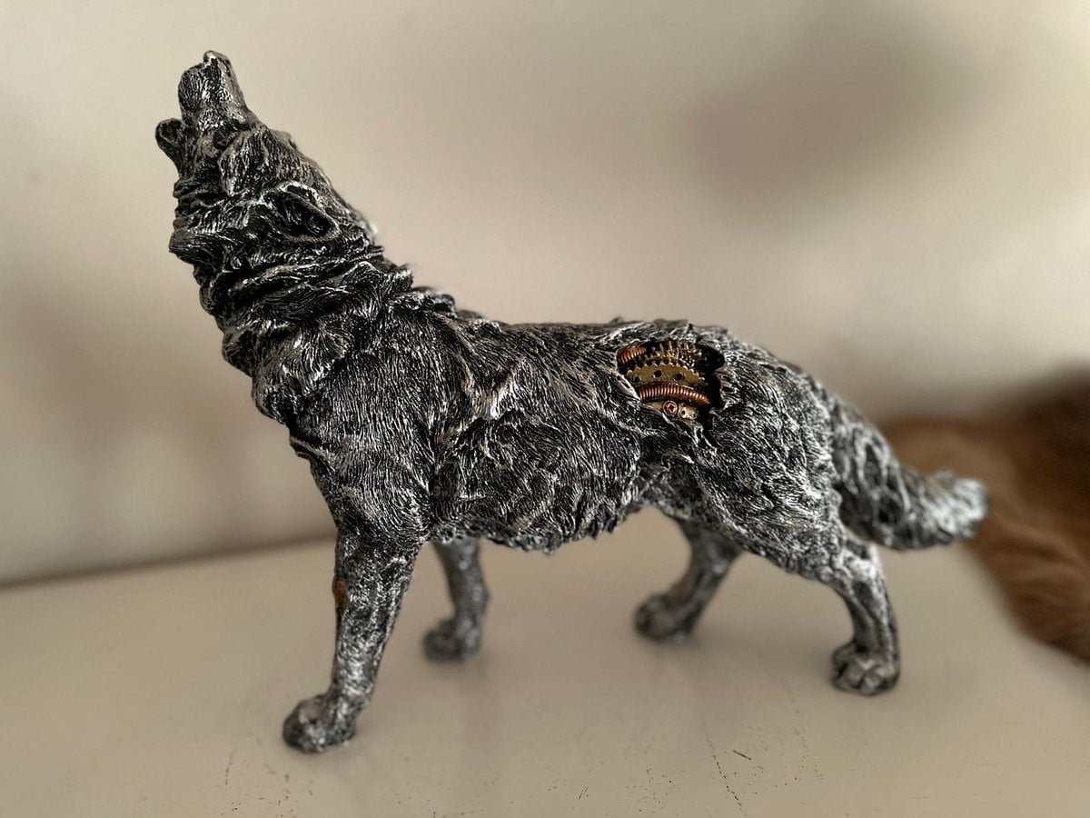 Goodyz Steampunk Collectie Huilende Wolf Decoratie - 35 cm lang