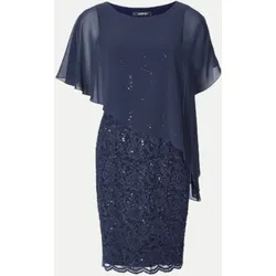 Cocktailkleid mit Überwurf Blau 38