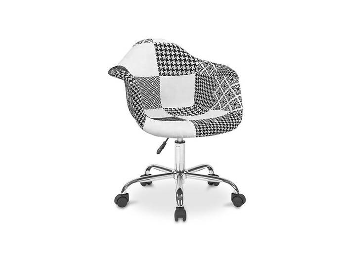 Chaise de bureau Emery blanche et noire - Patchwork Blanc / Noir