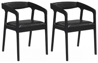 Costway Upholstered Armchairs Set of 2 with Cozy Backrest and Padded Seat Cushion-Black
