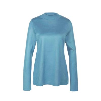 Strickpullover GOLDNER "Strickpullover mit Stehbundkragen", Damen, Gr. 40, blau (eisblau), Obermaterial: 100% Polyacryl PAN., eng Tubular, Pullover Strickpullover, wie echter Kaschmir