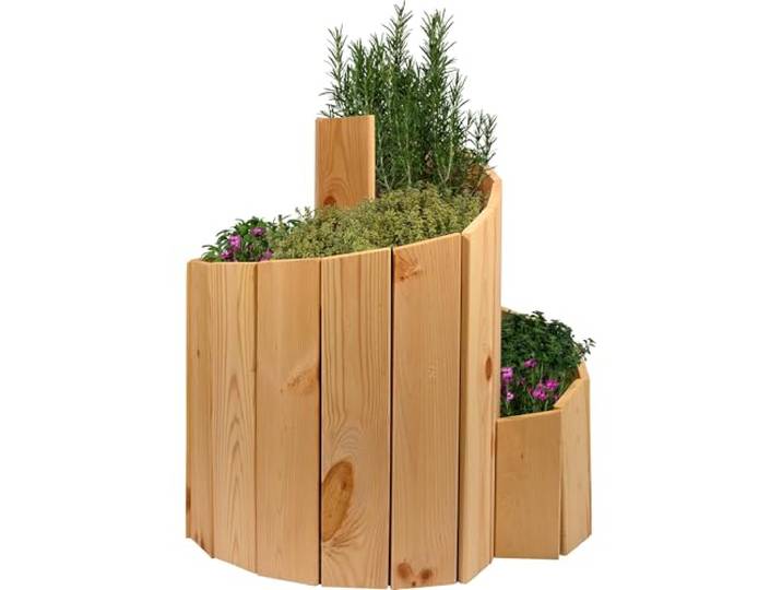 dobar® Select. Kräuterspirale Massivholz Kräuterschnecke Vormontiert aus unbehandeltem Holz - Kräuterturm Bausatz - 250 x 68 cm - Natur