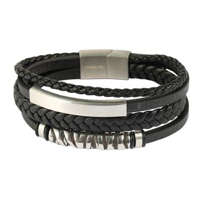 Armband ADELIA´S "Armband – Lederarmband aus Leder 17 cm", schwarz, Armbänder, Herren, 17cm, Leder, Armband, Schöne Geschenkidee zum Jubiläum