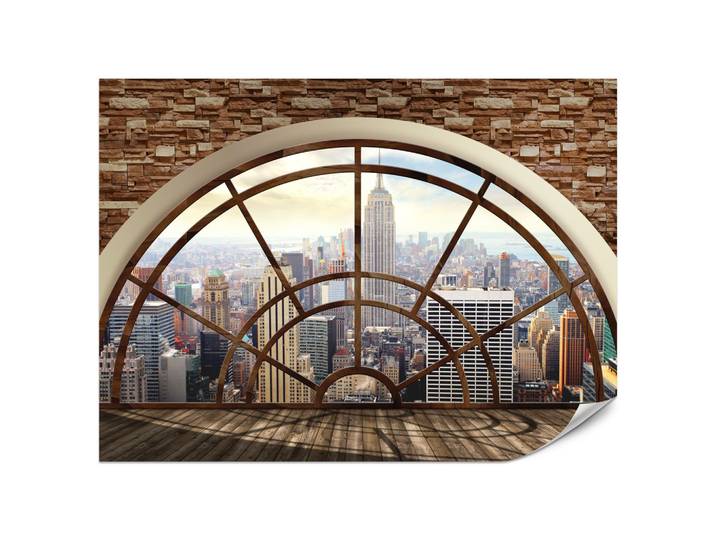 FOTOTAPETE für Wohnzimmer New York Fensterblick Panorama Stadt 200x140
