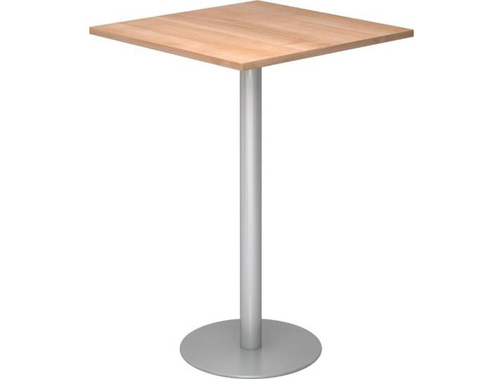 HAMMERBACHER Empfangstheke Stehtisch 80x80cm Nussbaum/silber