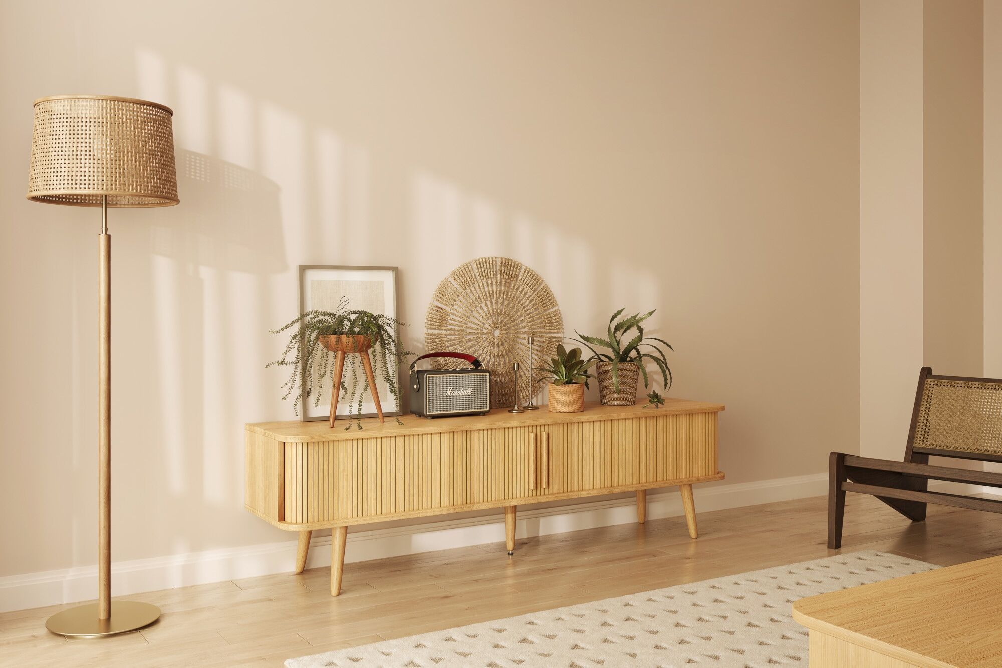 TV-Board WOODMAN "Rove", beige (natur), B:178cm H:50cm T:40cm, Sideboards, TV-Board, besonderes Design, in zwei Breiten, mit Eichenholzfurnier, FSC natur B/H/T: 178cm x 50cm x 40cm, Eiche, 2 Stk.