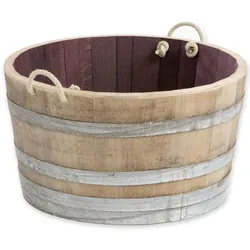 Temesso D 70cm - Halbiertes Weinfass als Miniteich - D70cm H40 100L Inhalt