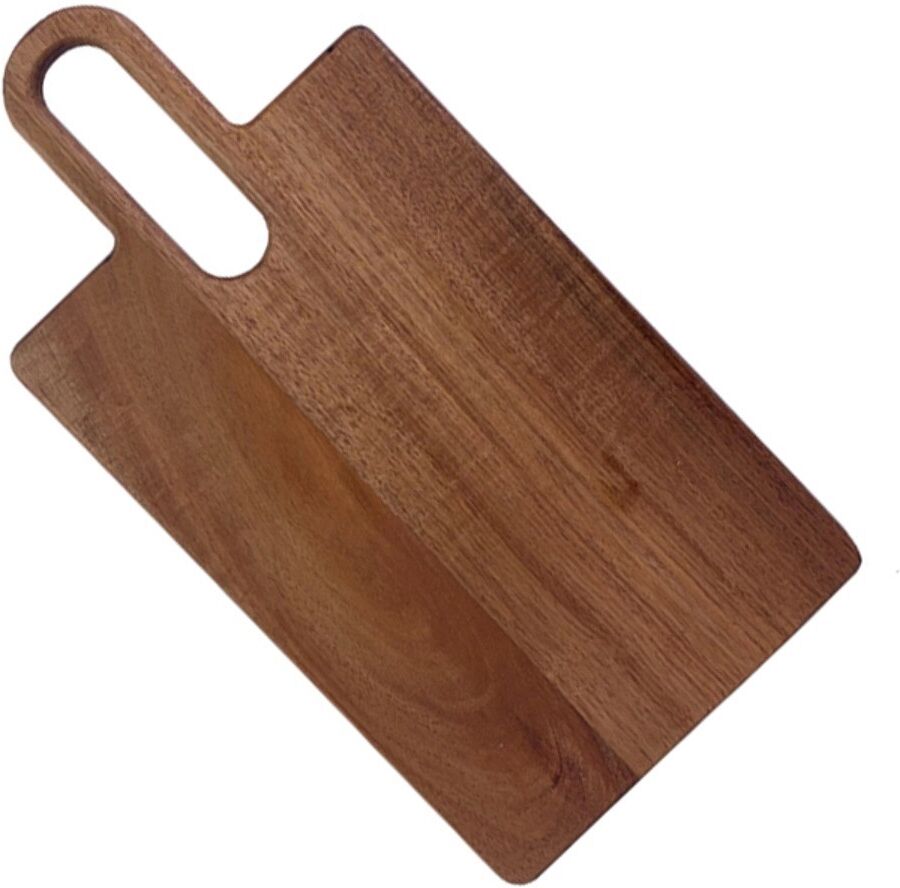 INF Akazienholz Schneidebrett 40x20x1.5cm – Massives Holz-Servier- und Käsebrett, Tragbar für Zuhause und Camping