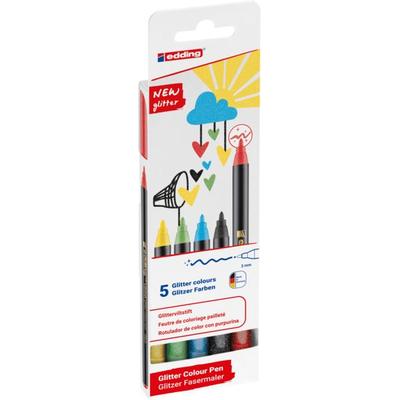edding 1200 glitzer Fasermaler 5er-Set basic