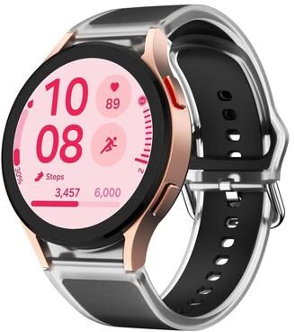 Everyday Crate Samsung Galaxy Watch FE 40mm Silicone Watch Band Glacier Clear Two Color Replacement Strap black