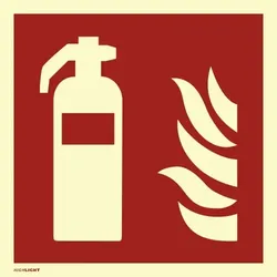 Aufkleber Feuerlöscher ISO 7010, Folie, langnachleuchtend, 160-mcd, 400x400 mm