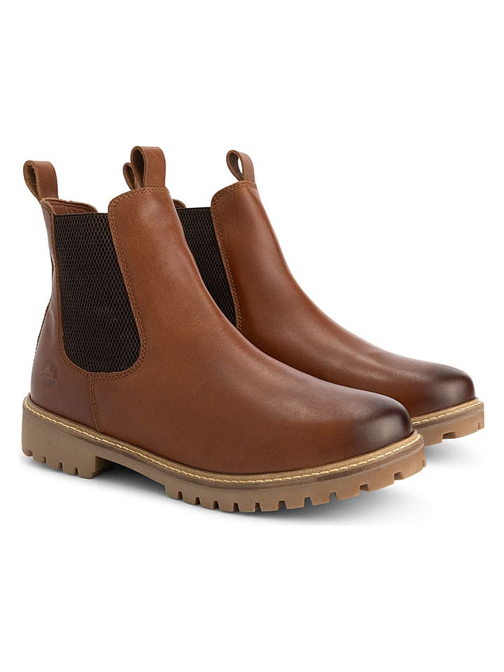 TRAVELIN' Leder-Chelsea-Boots "Hemsedal" in Hellbraun - 43