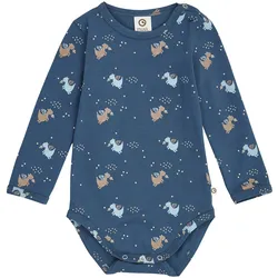Müsli Body langarm Drachen, blau | mehrfarbig, 62