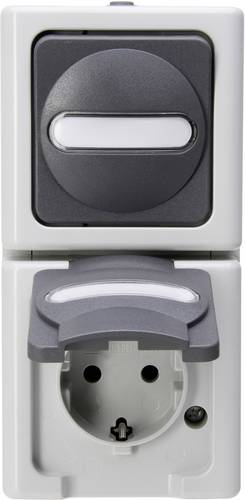 Kopp 130856009 1 Stück Feuchtraum-Schalterprogramm Komplett Schalter/Steckdosen Kombination BlueElectric Grau 1 St.