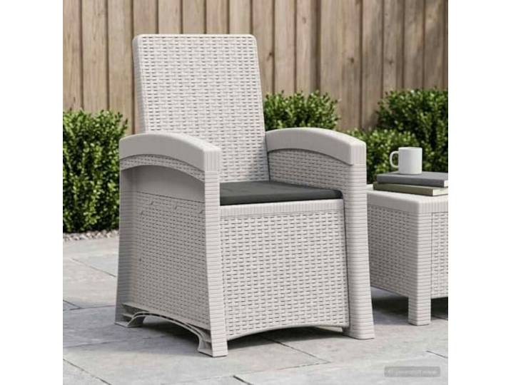 YUTAASU Liegesessel Garten Rattan-Optik Weiß Anthrazit PP 3-fach verstellbare Rückenlehne, wetterbeständig, stabiler Rahmen, für Terrasse Balkon