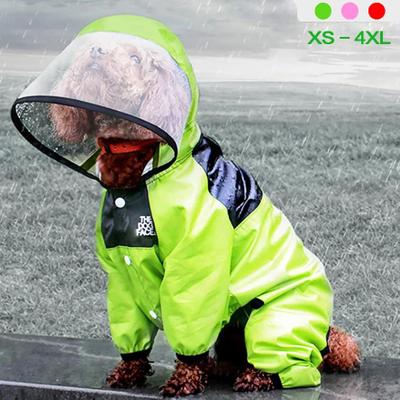 Lush Living Finds Waterproof Dog Raincoat Pet Jumpsuit With Dog Face Design Water Resistant Dog Jacket For Small & Medium Breeds green m