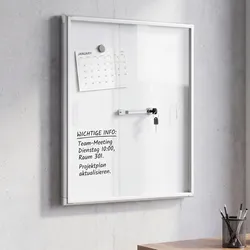 Schaukasten MCW-Q50, Magnettafel Whiteboard Memoboard Pinnwand, Aluminium abschließbar inkl. Zubehör 66x47x9cm