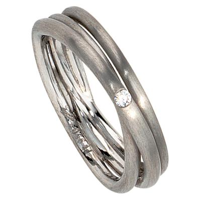 Diamantring JOBO "Wickelring Platinring" Gr. 56, platin 950, Fingerringe, Damen, 56, SI = kleine Einschlüsse, Diamanten Platin 950, Diamanten, Platin 950, Diamantring, 950 Platin matt mit Diamant