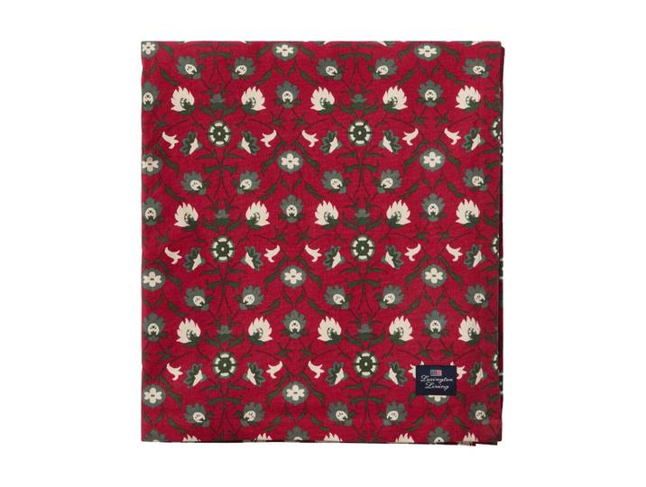 Lexington Nappe Flower printed en coton biologique Red-beige-green, 150x250 cm