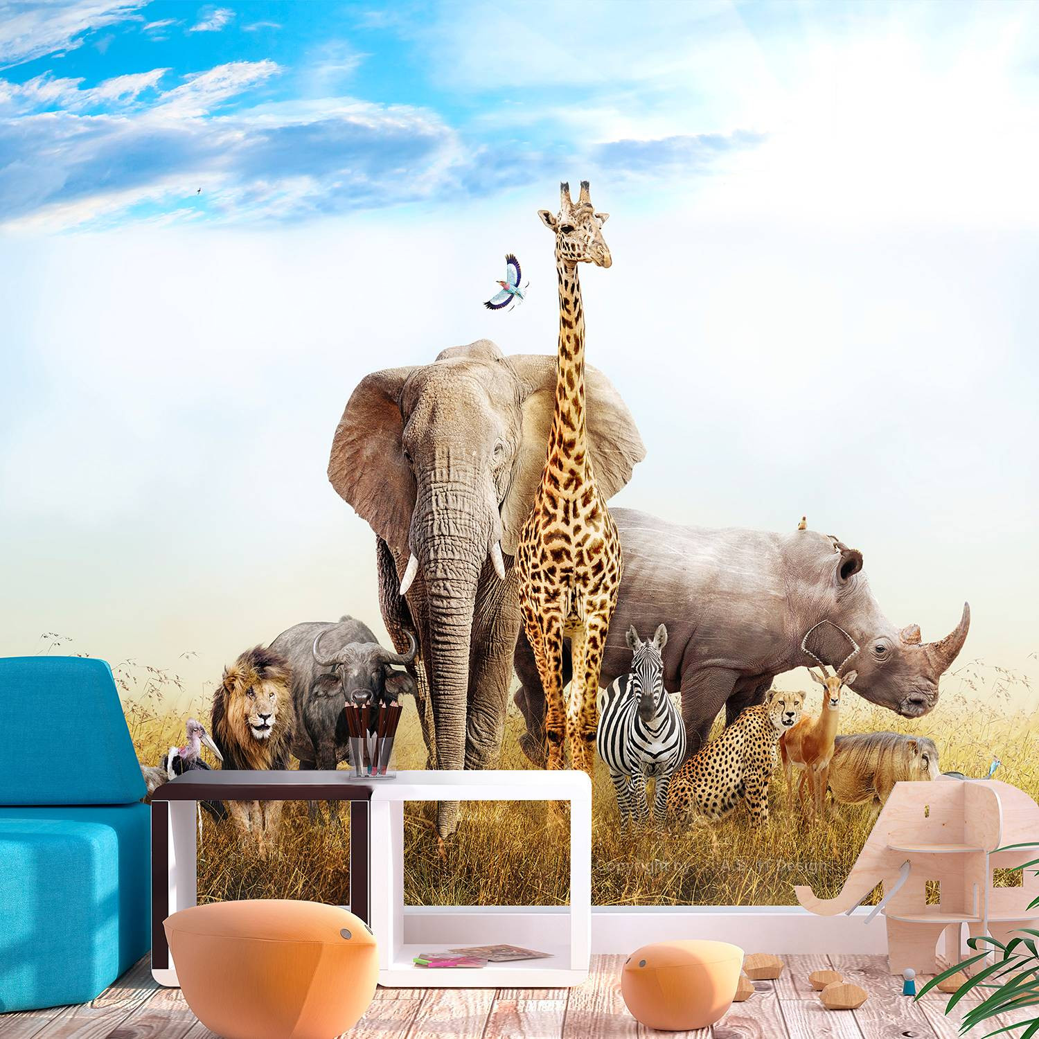 home24 Vlies-fotobehang Fauna of Africa, Multicolour, B: 150 cm, H: 105 cm