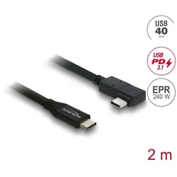 Delock Koaxiales USB 40 Gbps Kabel gewinkelt links / rechts USB PD 3.1 240 W 2 m