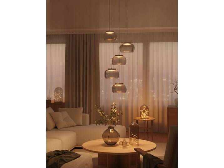 Moderne hanglamp Bios 5-lichts zwart Lyora - 110956