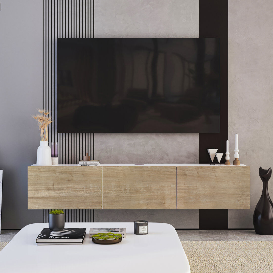 Brayden Studio Beverlie TV Stand for TVs up to 78" Oak/White 78"