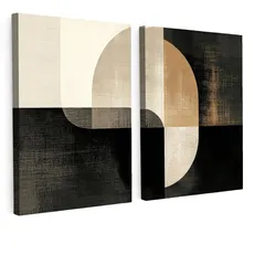 LEINWANDBILD 2er Set Formen - Abstrakt - Gold 60x40 cm