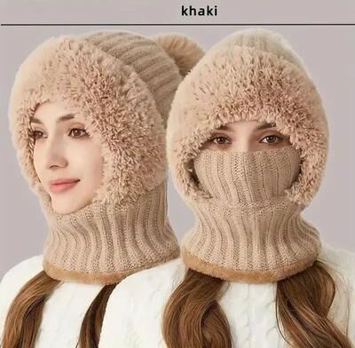 ForAllApparel Motorcycle Winter Head Gear That Shields Ears & Neck From Wind, Fleece Lined Riding Head Cover khaki