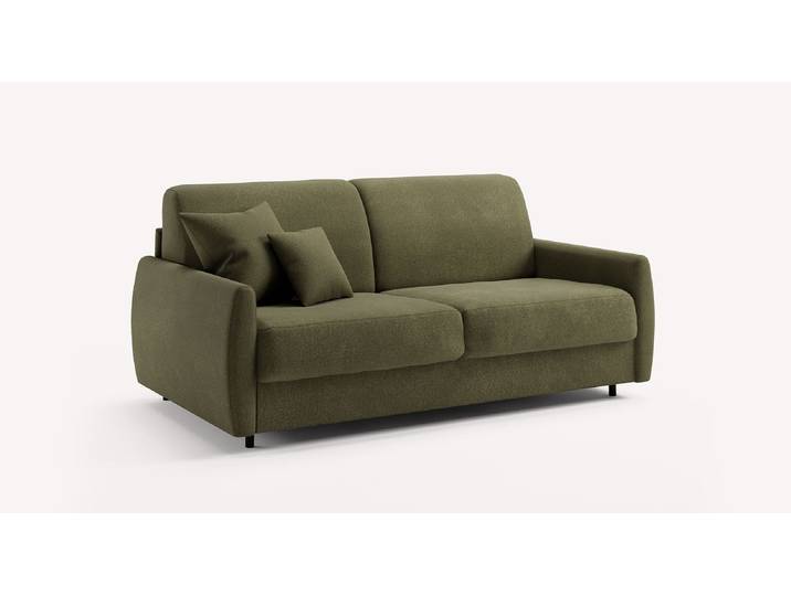 Canapé convertible Bouclette ALIX - Vert - Couchage 160x190