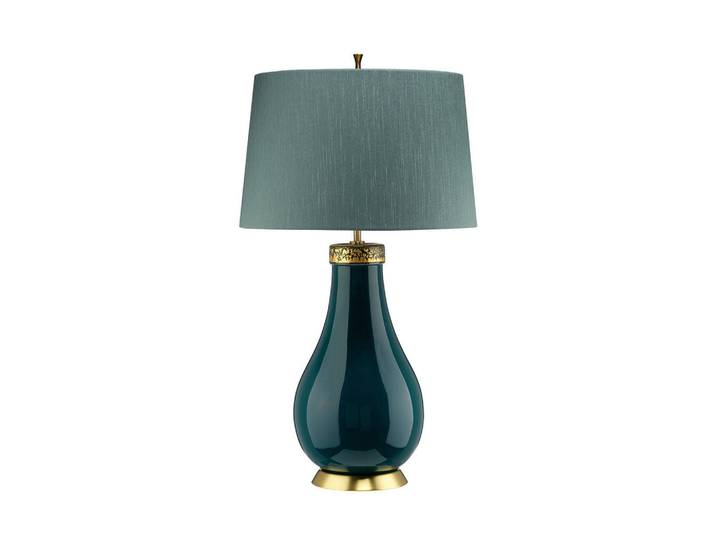 Elstead Lighting Tischleuchte, Türkis, Messingfarben, Metall, Textil, Keramik, 73.5 cm, RoHS, Lampen & Leuchten, Innenbeleuchtung, Tischlampen, Tischlampen