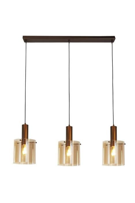 Searchlight Sweden Hanglamp 3-lichts Bruin Rechthoekig