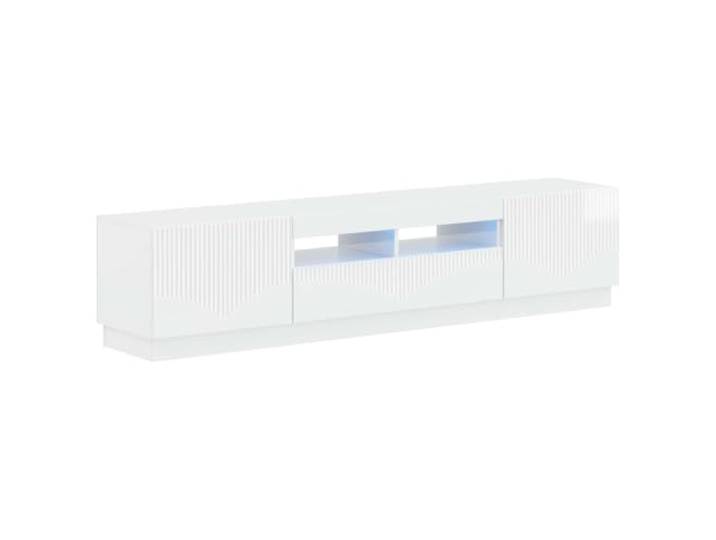 GKHPYURE TV-Möbel LED 3 Stück weiß glänzend Holz Engineered Technisches Holz, feuchtigkeitsbeständig, verstellbare LEDs, 90° umkehrbare Türen, platzsparendes Design, moderner Stil, 33