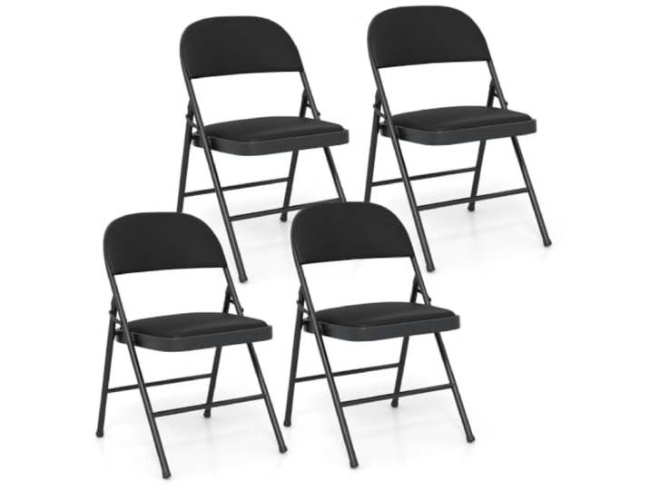 Helloshop26 Set mit 4 ergonomischen Klappstühlen, 47 x 45 x 79 cm, moderner Sitzkomfort, aus PVC-Leder, Schwarz, 20_0011305