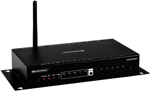 Omnitronic CIA-40WIFI 2.0 Stereo-Verstärker 2x25W Schwarz AirPlay, DLNA, Internetradio, USB, WLAN