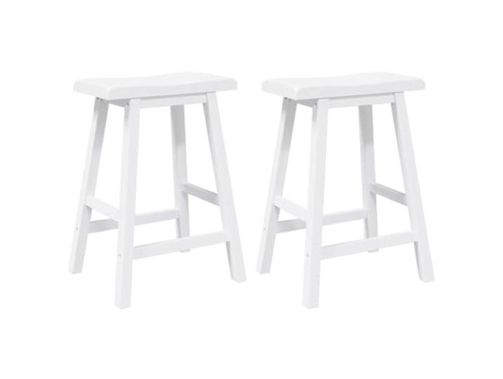 Barhocker, weiß, 2-teilig, aus massivem Gummibaumholz, mit Fußstütze Dichtes Massivholz, weiße Oberfläche, ergonomisches Design, integrierte Fußstütze, vielseitig einsetzbar für Wohnzimmer und