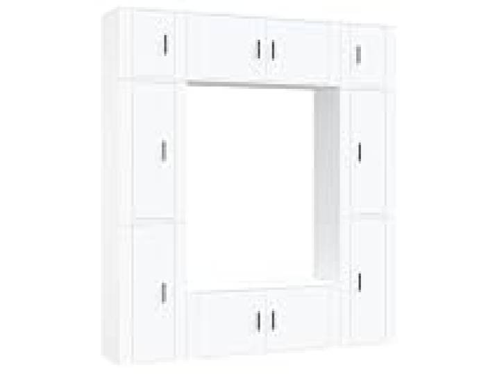 Helloshop26 Ensemble de Meubles Armoire Buffet TV télévision Salon Chambre séjour 8 pièces Bois d'ingénierie Blanc 02_0025232