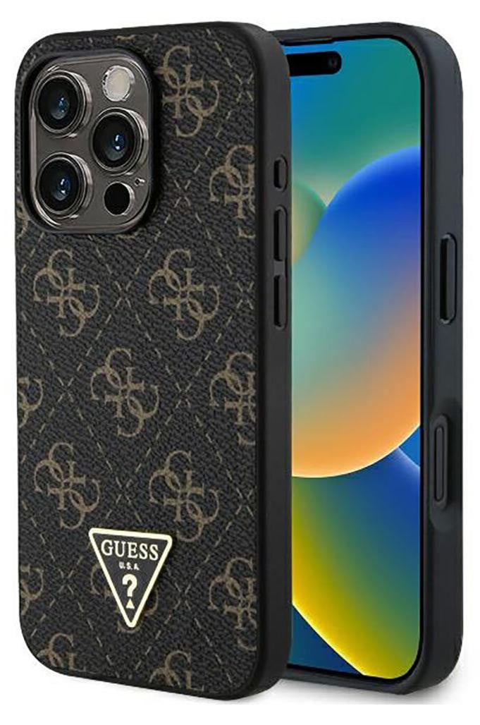 Guess 4G Triangle telefoonhoesje voor iPhone 16 Pro - Zwart